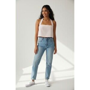 Abercrombie & Fitch Cropped Lined Halter Top Large Coquette Soft Pink